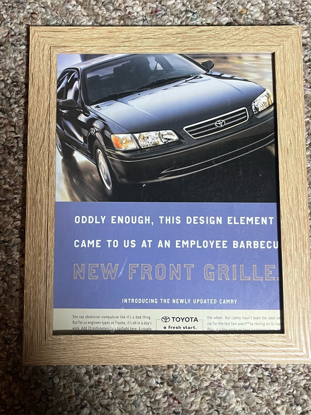 Vintage 1999 Toyota Camry Car Print Framed Size 8x10